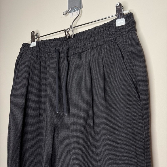 ZARA Dark Academia Houndstooth Print Drawstring Waist Pleated Straight Leg Pants - Picture 2 of 6